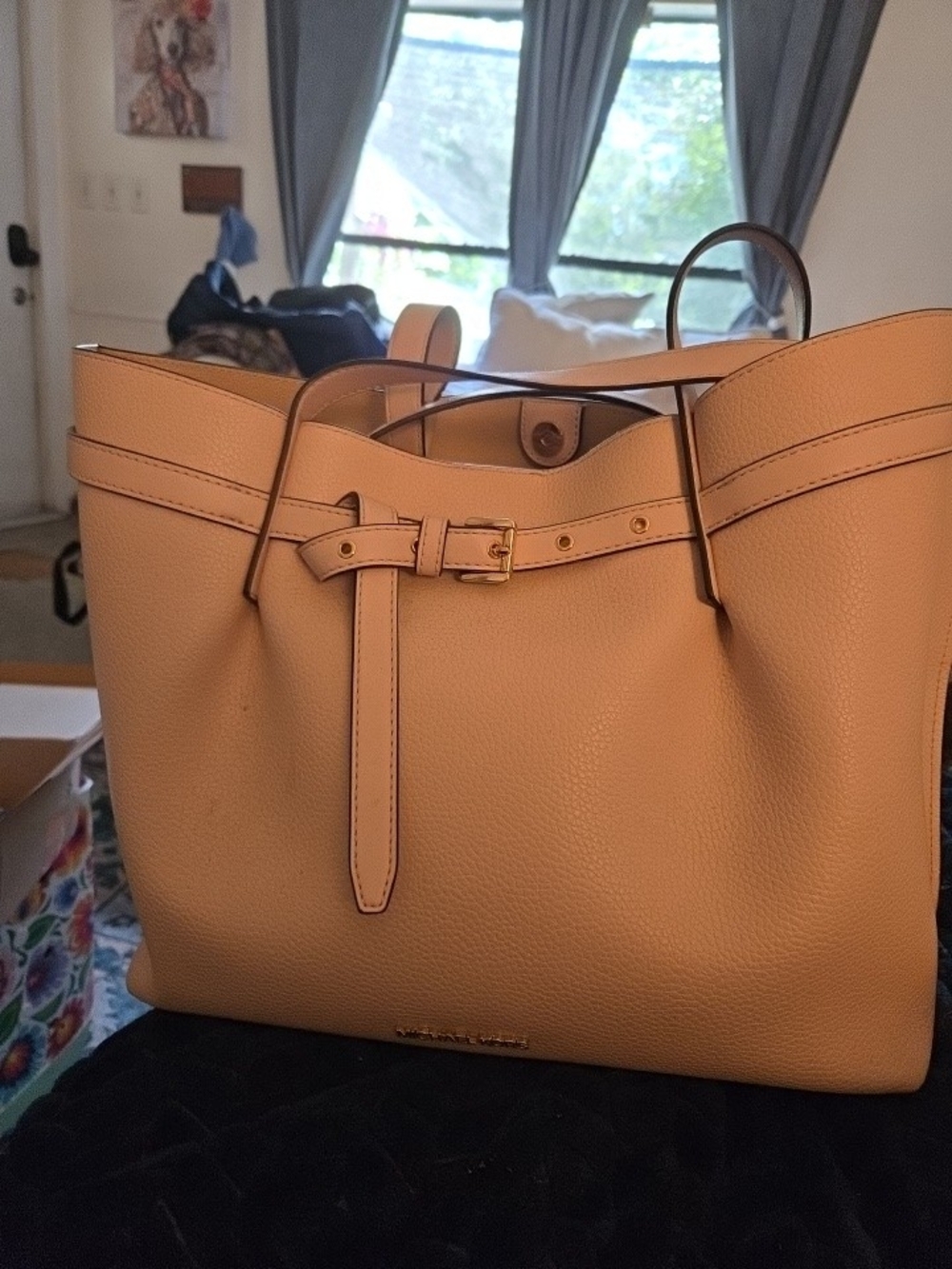 Michael Kors Pebbled Leather Tote in Light Peach